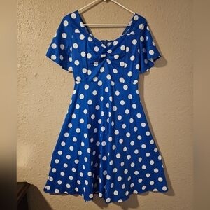 Blue Polka Dot Dress Medium 50s Sock Hop Classic Clothes